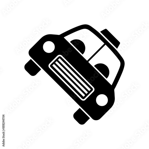 Taxi Sign Icon Flat Silhouette on White.