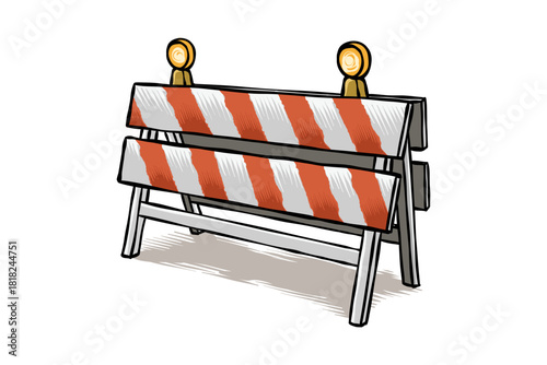 hand-drawn roadblock illustration