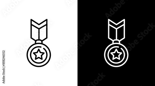 Medal White Icon Set Vector 