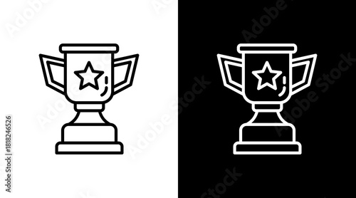 Trophy White Icon Set Vector 