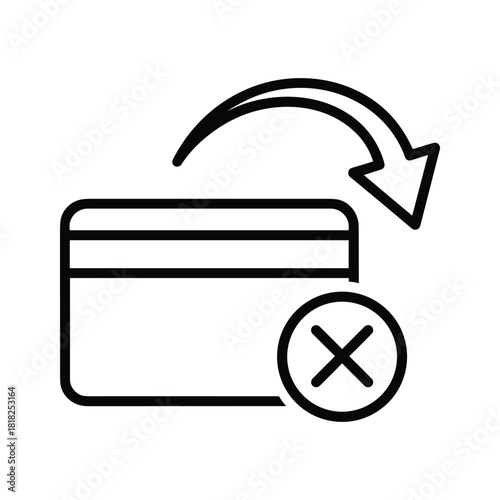 Line art icon representing payment, cost, and communication flow across two crossed capsule shapes
