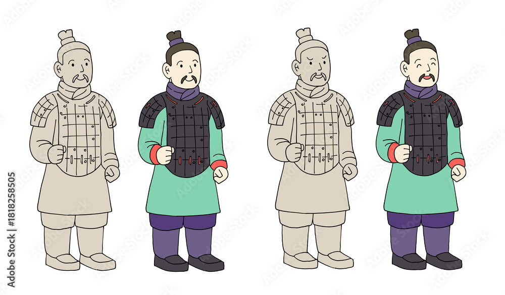 Φωτογραφία かわいい兵馬俑イラストセット(立ち姿)