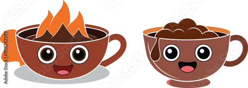 Fantasy-inspired coffee cup designed as a volcano erupting chocolate, artistic hot drink presentation, steaming beverage, handcrafted whimsical dessert mug, playful and unique beverage concept.