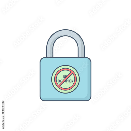 a secure padlock with an anti-corruption mark symbolizing protection, transparency, and safeguarded public trust.