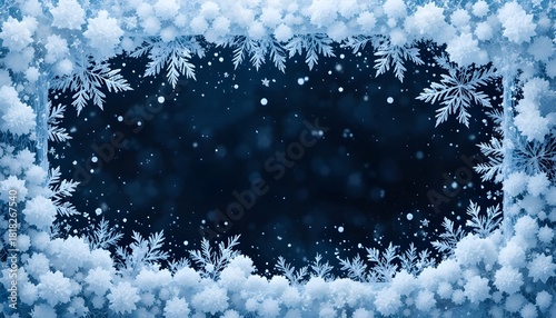 Transparent snowflake and frost frame with ice cold elements. White winter decoration design with holiday background and celebration art in Png ...