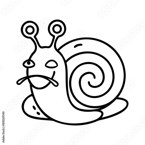 Cartoon snail with mustache isolated on