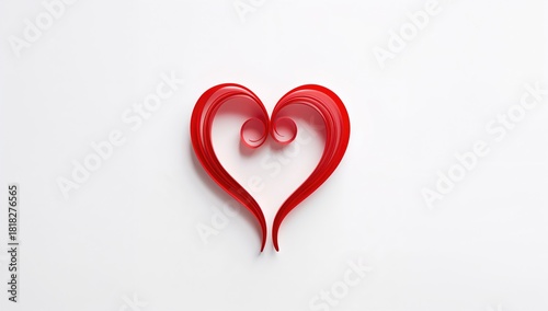 Valentine's Day card featuring a heart crafted from red ribbon, designed for romantic messages