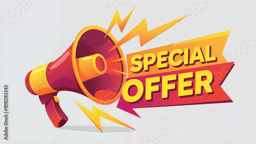 Special Offer Announcement with Megaphone and Lightning