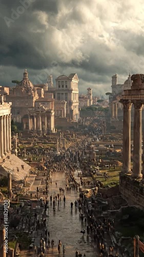 History from Above: Dramatic Drone Shot of the Ancient Roman Forum
