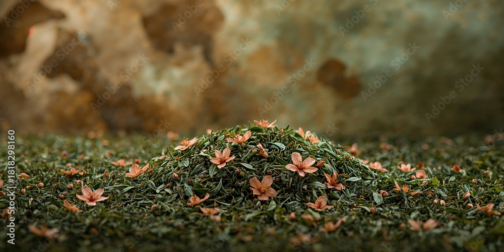 Obraz premium Stacked wooden boxes used for apple harvesting in an orchard, emphasizing farm labor and seasonal activity