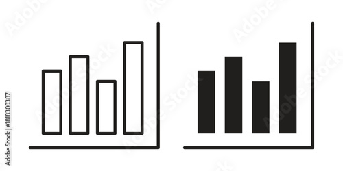Bar chart icons vector collection for web designs. flat icons