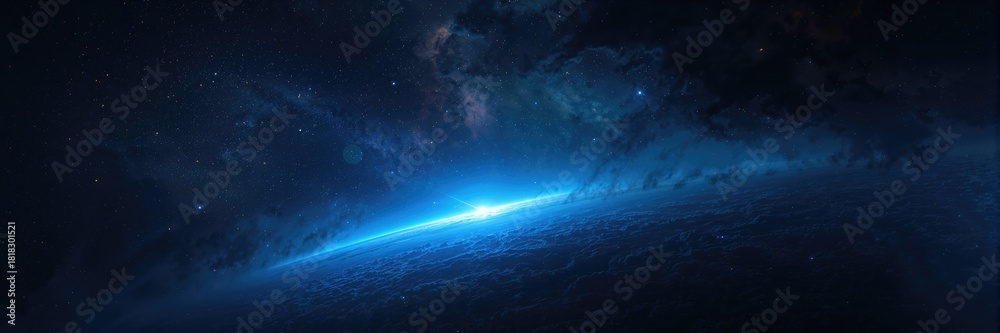 Fototapeta premium Dark clouds over the horizon seen through a blackened sky, emphasizing weather patterns, Earth Day