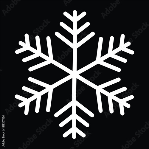 Snow thick icons set. Plump soft white line Snowflakes. Winter simple element collection. Cold weather symbol with editable stroke. New year and christmas ornament.