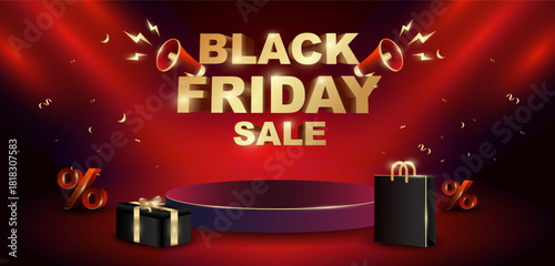 Black Friday Sale shopping Offer and Promotion Background on eve of Merry Christmas