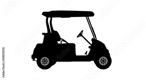 Silhouette of a golf cart on a white background.
