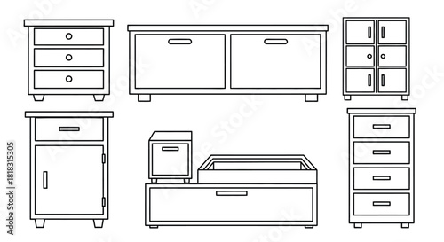 Colorful dresser collection for modern bedroom or living room decor