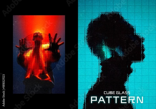 Tile Glass Poster Photo Effect Mockup