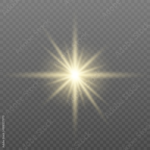Golden sparkling starbursts float across a gradient background, producing radiant highlights with scattered glowing particles and subtle flare.