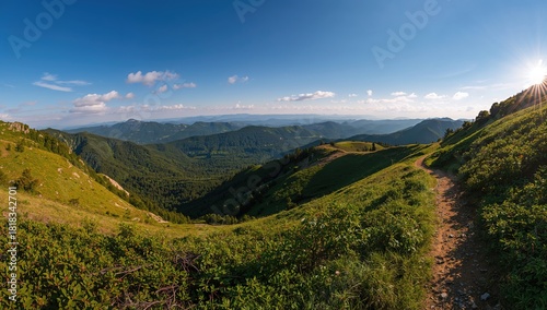Fototapeta Naklejka Na Ścianę i Meble -  Polished mountain range, showcasing natural beauty and seasonal change