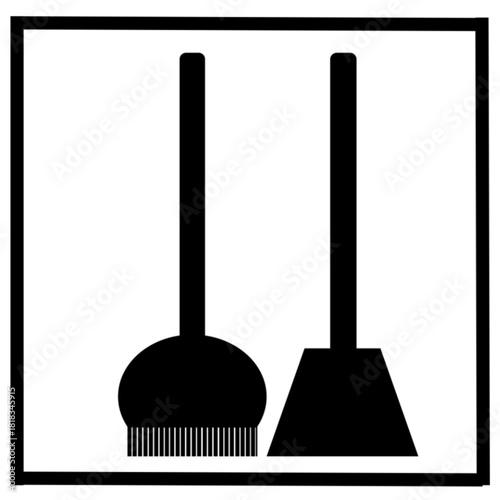 Simple Broom and Dustpan Symbol Vector