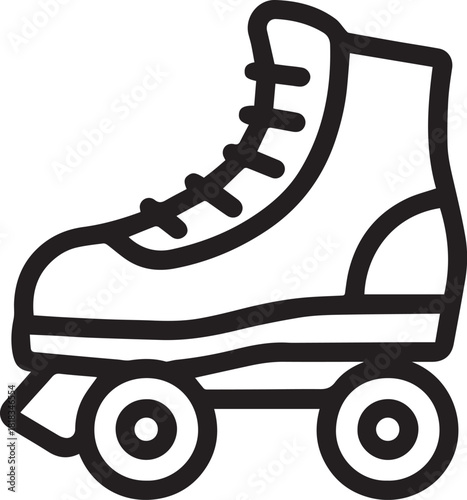 An illustration of a classic roller skate, perfect for a vintage-themed design, inviting viewers to experience a nostalgic adventure, and capturing the energy and spirit of fun and movement.