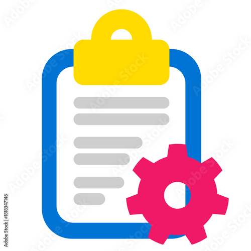 Modern Clipboard Gear Icon for Settings, Configuration, Optimization, and System Management Tasks