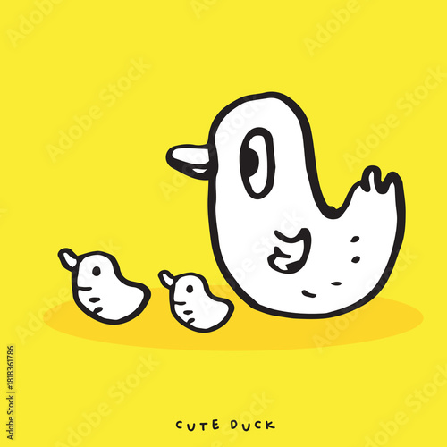 Cute doodle duck , Hand drawn of duck, Hand drawing duck, cute animal
