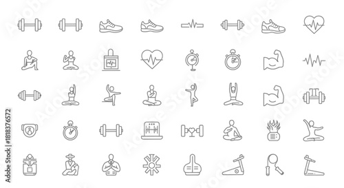 Fitness and Exercise Icons - A Comprehensive Collection for Health and Wellness.