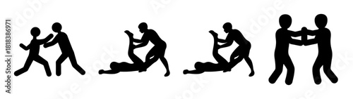 Abstract depiction of human conflict and martial arts Vector
