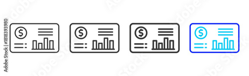 budget indicators Icon Set Collection in Creative Outline Style for Finance Business Featuring Multiple Thickness Variations Perfect for Digital Products and Apps