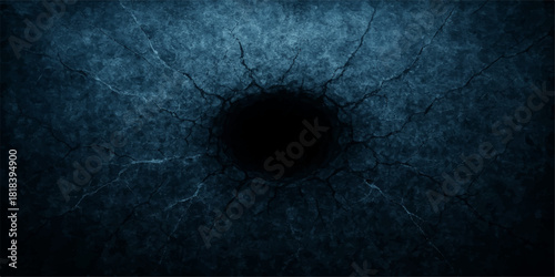 Dark blue background with rays and a glowing fractal pattern resembling a dark eye or iris in abstract space art