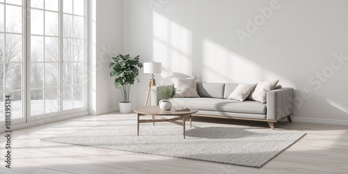 Minimal living room featuri...