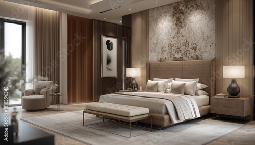 Modern luxury bedroom featu...