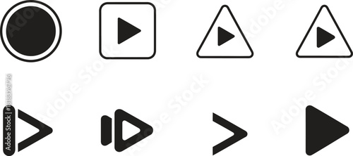 Play button icon set in different shapes vector illustration
