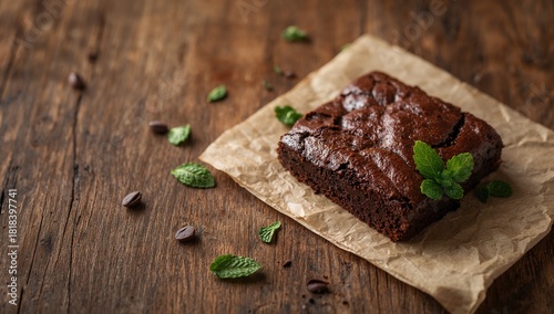 Chocolate brownie resting o...