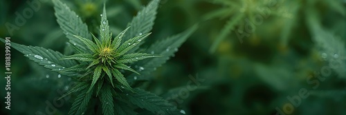 Cannabis plant leaves, emph...