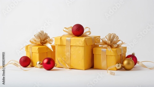 Yellow gift boxes adorned w...