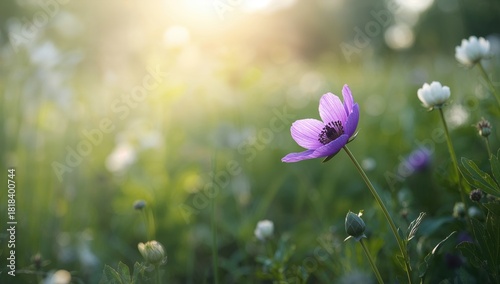 Purple anemone flower in bl...