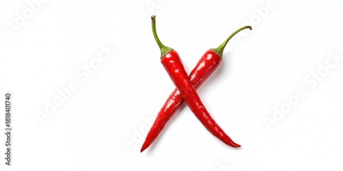 Two red chili peppers on a ...