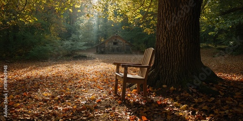 An empty chair placed besid...