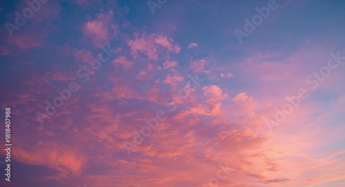 Spring cotton candy sky with sunset clouds, serving as a vibrant background for artistic layouts