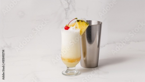 Pina colada cocktail in gla...