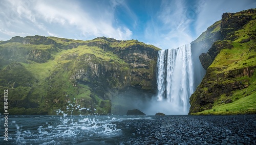 Waterfall background with f...