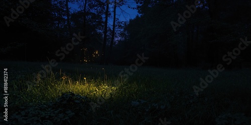 Firefly in forest at night ...