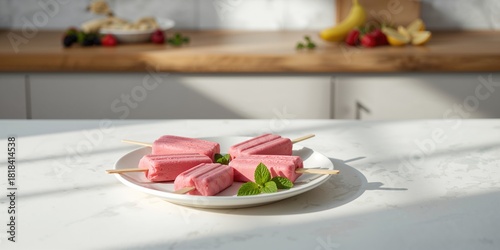 Homemade pink ice cream sho...
