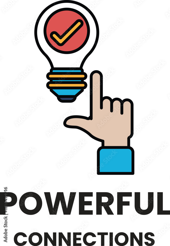 Fototapeta premium A hand pointing to a light bulb with the words 
