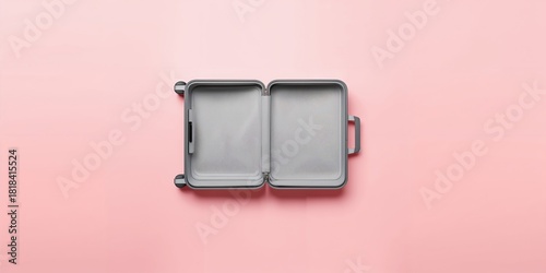 Open suitcase with pink bac...