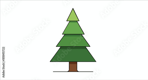 Stylized coniferous tree illustration with stacked triangular foliage and brown trunk simple design for seasonal decorations