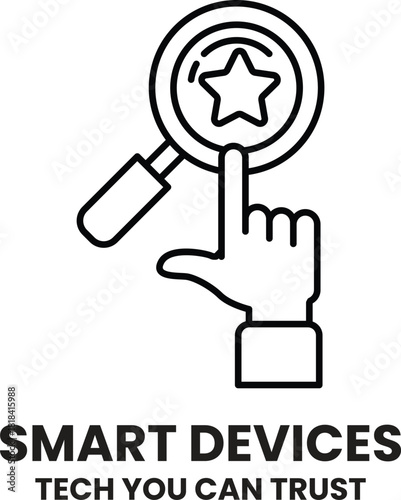 A hand pointing to a star in a magnifying glass