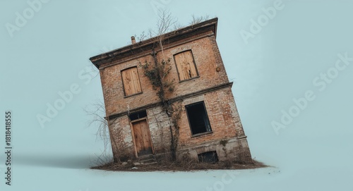A building facade with peel...
